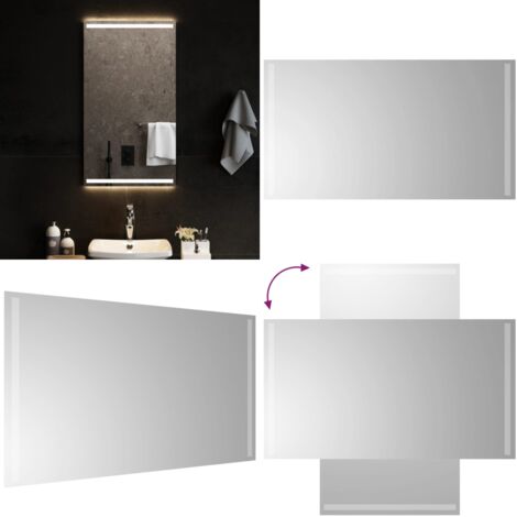 Miroir de salle de bain à LED 50x90 cm - Miroir de toilette LED - Miroir de salle de bain IP65