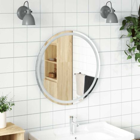 Vidaxl – Miroir lumineux de salle de bain rond 70 cm – Verre épais 5 mm – Alimentation CC 5V – Indice IP65 pour humidité
