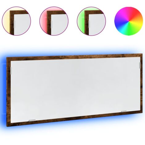 Miroir de salle de bain à LED chêne fumé bois d'ingénierie CFW392606