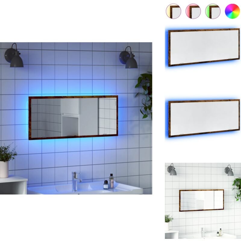 Vidaxl - Miroir de salle de bain à led chêne fumé bois d'ingénierie - Miroir De Salle De Bain - Miroirs De Salle De Bain - Miroir De Bain - Miroir De