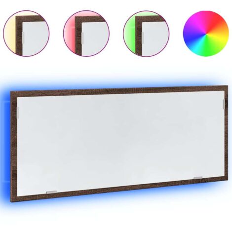 Miroir de salle de bain à LED chêne marron bois d'ingénierie CFW720636