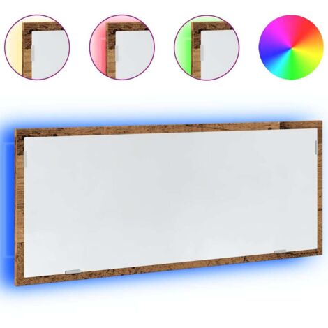 Miroir de salle de bain à LED vieux bois bois d'ingénierie CFW327437