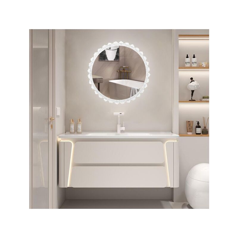 Vuszr - Miroir de salle de bain intelligent antibuée à led - Cadre en acrylique hd fixé au mur, contrôle tactile de la luminosité et 3 modes de