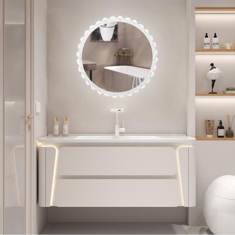 Vuszr - Miroir de salle de bain intelligent antibuée à led - Cadre en acrylique hd fixé au mur, contrôle tactile de la luminosité et 3 modes de