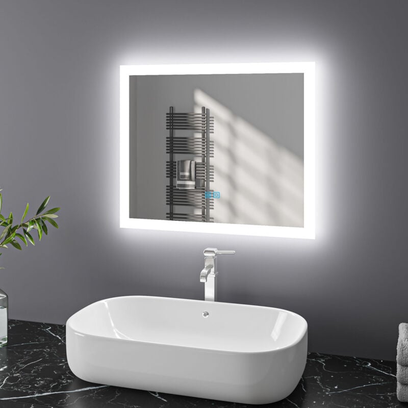 Finmrys - 60 50cm Miroir de Salle de Bain [Type a] Anti-buée, Miroir led Vertical ou Horizontal, Blanc Froid/chaude/neutre dimmable, fonction mémoire