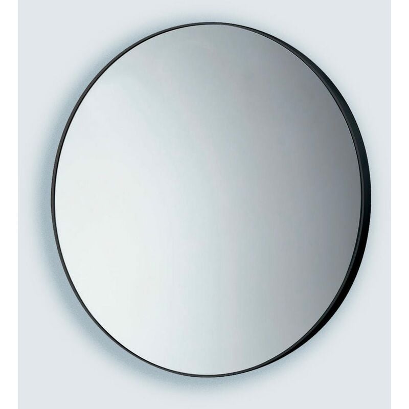 Kiamami Valentina - Miroir De Salle De Bain Arrondi 60Cm Avec Corniche En Résine Thermoplastique Noire