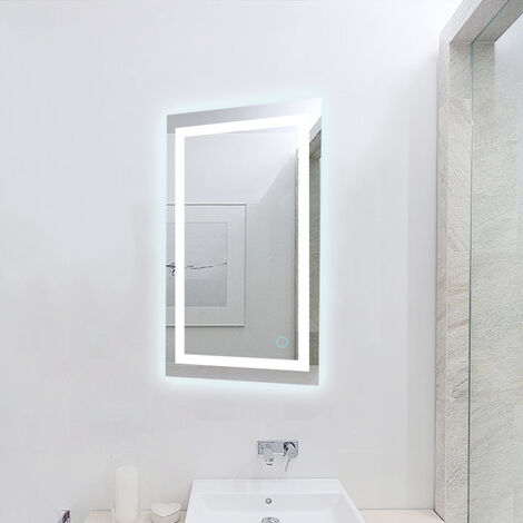 Miroir de salle de bain avec éclairage 60  80cm,24W LED Miroir Blanc