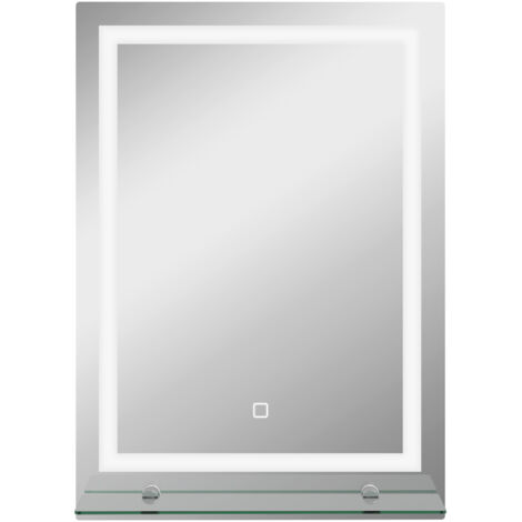 Miroir de salle de bain avec éclairage intégré, miroir mural avec 3 couleurs de lumière, indice de protection IP44, interrupteur tactile et fonction mémoire, en aluminium, 50 x 70 cm