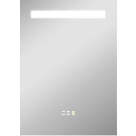 Miroir de salle de bain avec lumière LED, 70x50cm, 3 couleurs de lumière, fonction anti-buée, fonction mémoire, indice de protection IP44.
