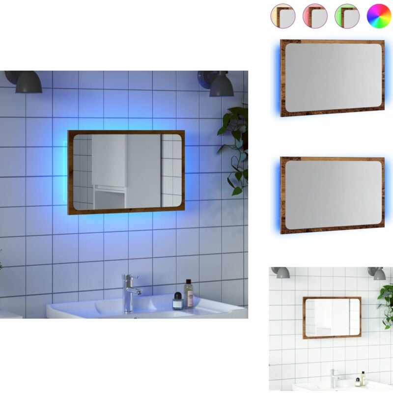 Miroir de salle de bain avec lumière led chêne artisanal - Miroir De Salle De Bain - Miroirs De Salle De Bain - Miroir - Miroir De Bain