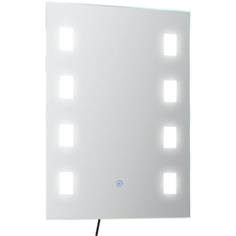 Miroir de salle de bain avec lumière LED, fonction anti-buée, cadre en alliage d'aluminium et interrupteur tactile, 70x50 cm, argent.