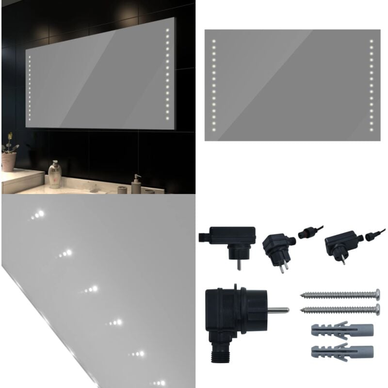 Vidaxl - Miroir de salle de bain avec lumières led 100 x 60 cm (l x h) - Miroir Led - Miroir Salle De Bain - Miroir Décoratif - Éclairage Salle De