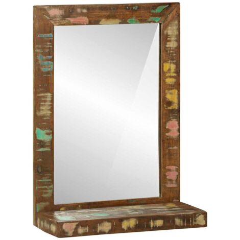 Miroir de salle de bain avec miroir Marron Bois massif récupéré CFW245598