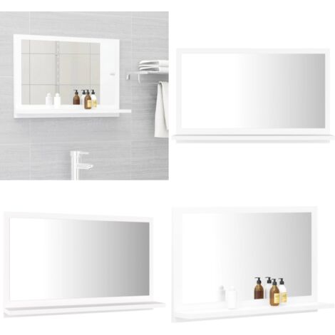 Miroir de salle de bain Blanc 60x10,5x37 cm Bois d’ingénierie - Miroir Salle De Bain - Miroir Moderne - Meuble Salle De Bain - Étagère Murale - Décoration Salle De Bain - Home & Living