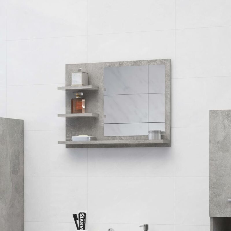 Vidaxl - Miroir de salle de bain gris béton 60x10,5x45cm bois ingénierie