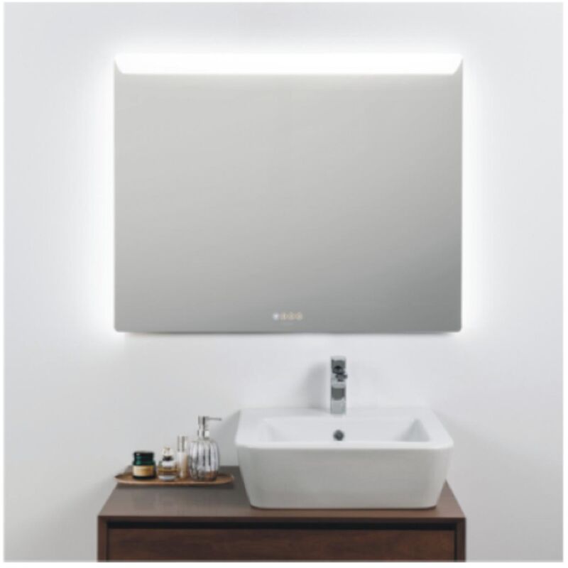 Miroir de salle de bain Bluetooth 100x80 Sanlife avec éclairage LED et antibuée