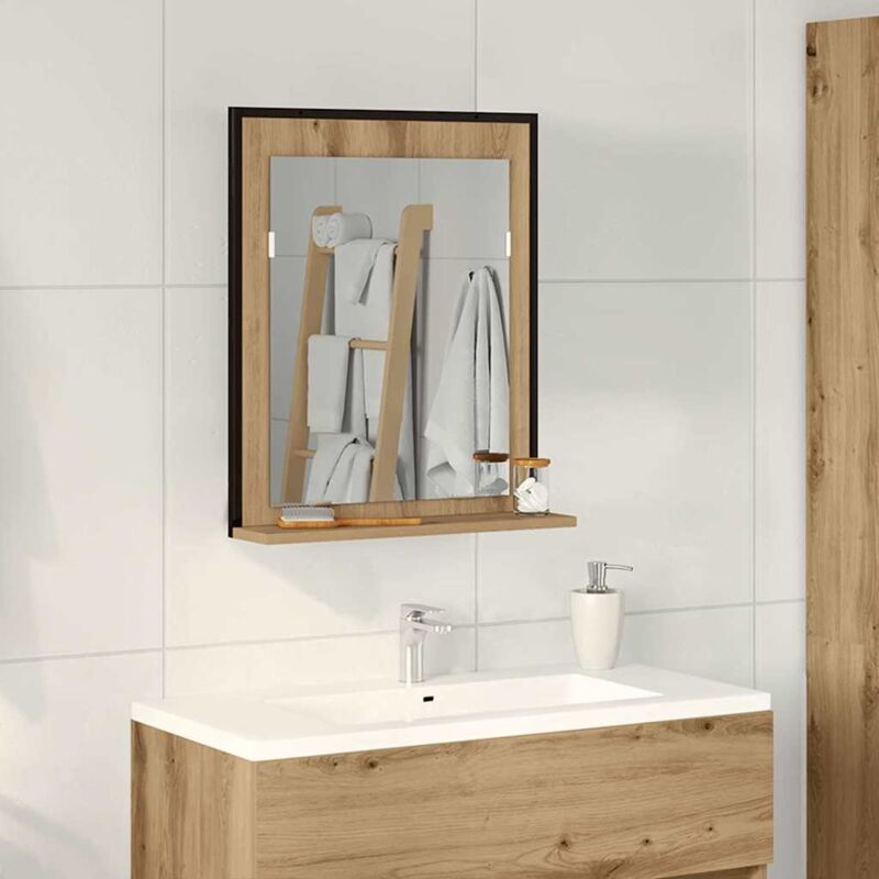 Torana - Miroir de salle de bain chêne artisanal 50 x 12 x 60 cm