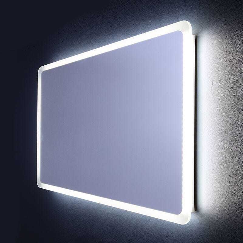 Kiamami Valentina - Miroir De Salle De Bain Éclairé Avec Led Angles Arrondis 60 x 120 Cm Dallas