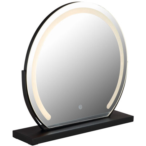 Miroir de salle de bain éclairé 49 x 52 cm, LED à intensité variable 2700-6500 K, variateur tactile