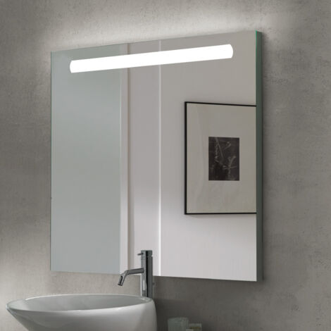 Miroir de salle de bain Emuca Pegasus avec éclairage frontal LED, rectangulaire 600x700mm, AC 230V 50Hz, 6W, aluminium et verre
