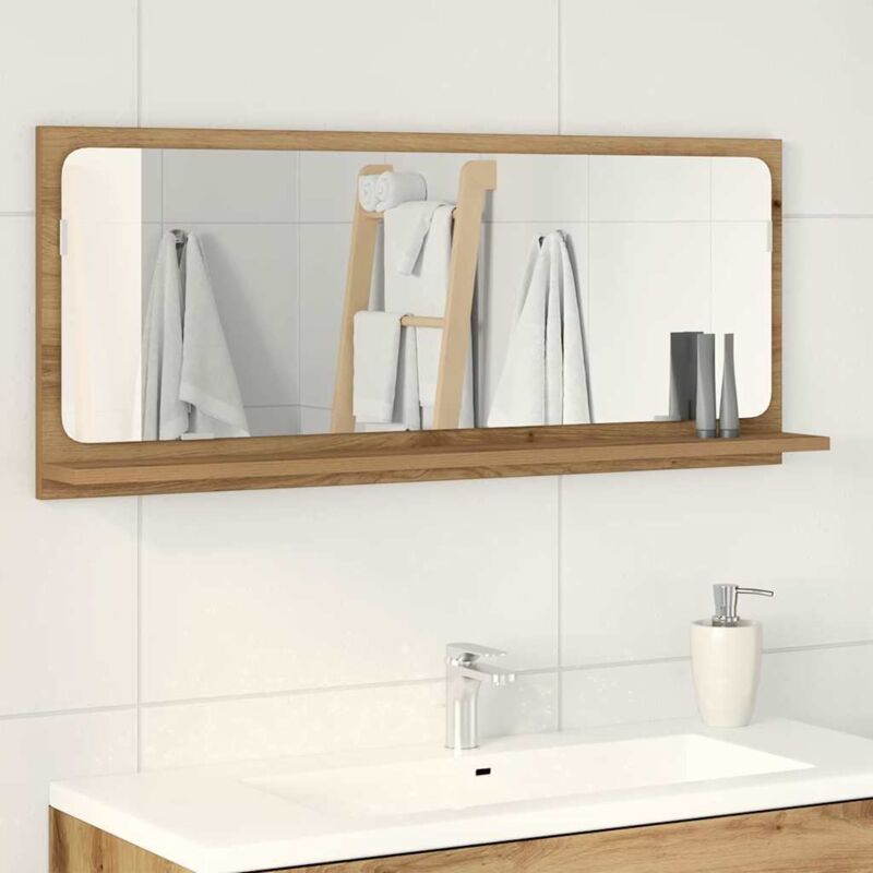 Torana - tagère miroir avec étagère Chêne artisan 90 x 10.5 x 37 cm
