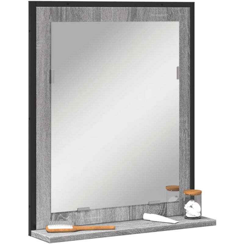 vidaXL Miroir de salle de bain et étagère sonoma gris bois ingénierie