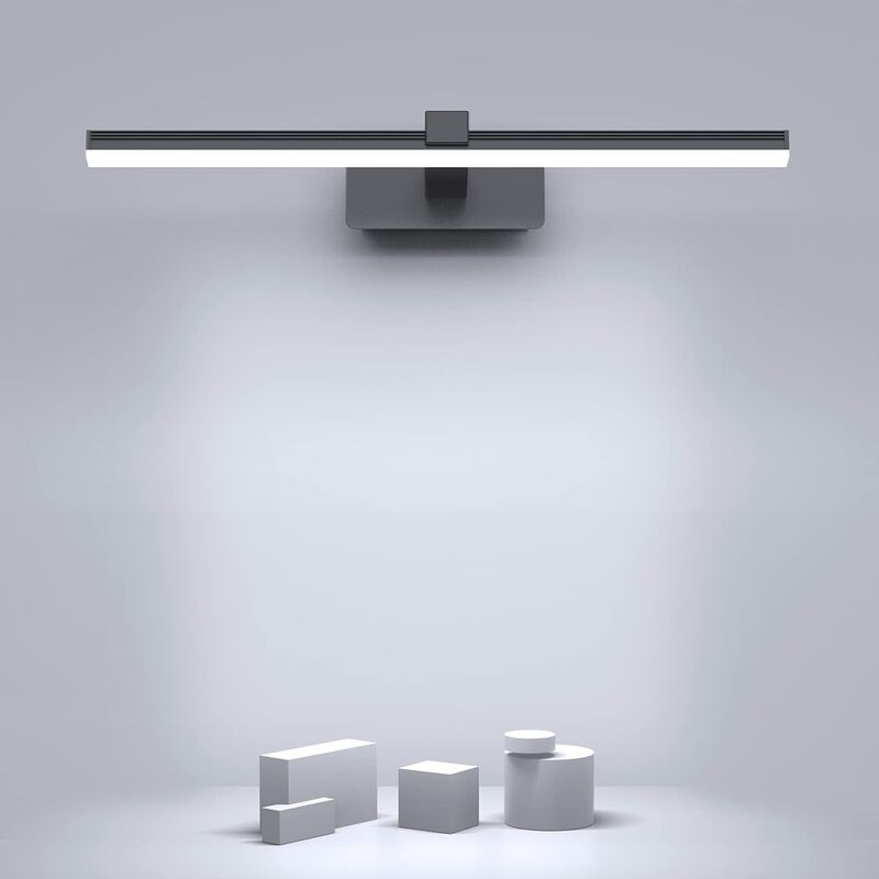 Ilovemilan - Miroir de salle de bain étanche IP44 9W blanc froid 6000K, applique murale de salle de bain LED moderne 40cm aluminium et plastique