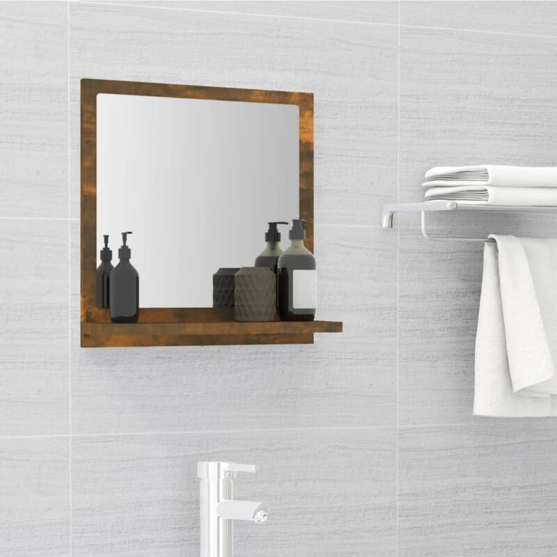 Miroir de bain Chêne fumé 40x10,5x37 cm Bois d'ingénierie vidaXL