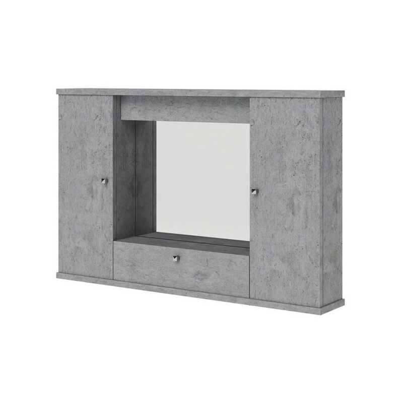 Webmarketpoint - Armoire miroir de salle de bain gris béton 2 portes a - abattant h.61x93x14 cm
