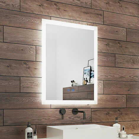 Miroir de Salle de Bain LED, Miroir Lumineux avec Interrupteur Tactile,  Montage Mural, Miroir Maquillage, 50x70cm