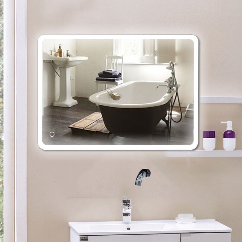 Hofuton Miroir salle de bain avec éclairage miroir LCD pour salle de bain 5070cm