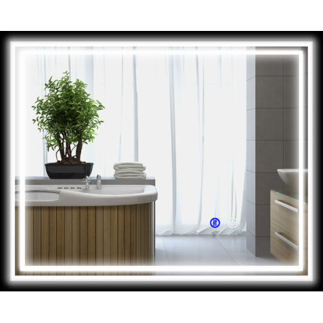 Miroir de salle de bain LED avec éclairage, miroir de maquillage lumineux, miroir de coiffeuse avec 3 couleurs, tactile intelligent, antibuée