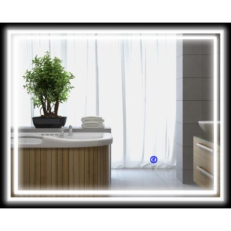 Miroir de salle de bain LED avec éclairage, miroir de maquillage lumineux, miroir de coiffeuse avec 3 couleurs, tactile intelligent, antibuée