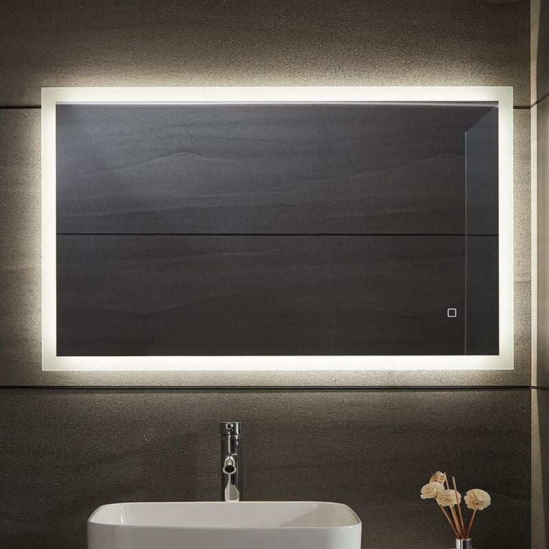 Helloshop26 - Miroir de salle de bain led éclairage blanc froid chaud neutre anti buée tactile mural miroir lumineux cosmétique de maquillage 80 x 60