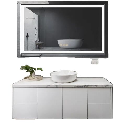 Miroir de salle de bain LED, étanche, pleine longueur, 105x50 cm (42x20 pouces)