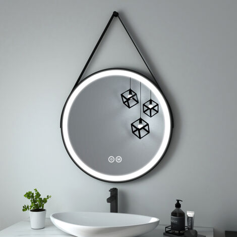 Miroir de Salle de Bain LED Heilmetz Ø70 cm – 3 Couleurs de Lumière à Variable, IP44, Interrupteur Tactile Moderne