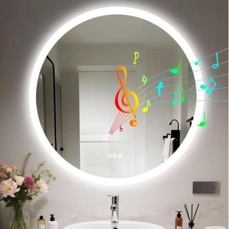 Miroir de salle de bain LED rond Bluetooth