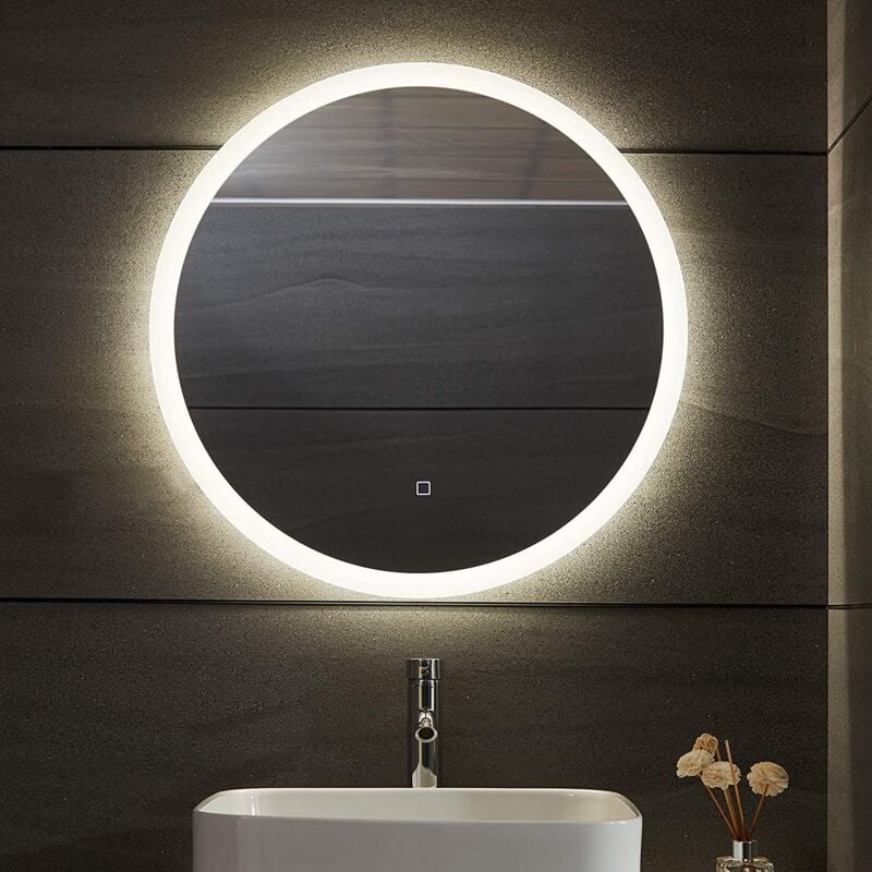 Helloshop26 - Miroir de salle de bain led rond cee tactile mural 3 en 1 éclairage blanc froid chaud neutre anti buée miroir lumineux cosmétique de