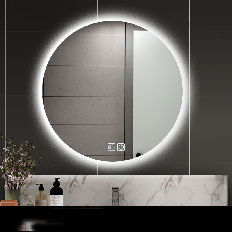 Miroir de salle de bain led rond de 40 cm avec lumière et anti-buée, miroir mural led tactile avec lumière blanche