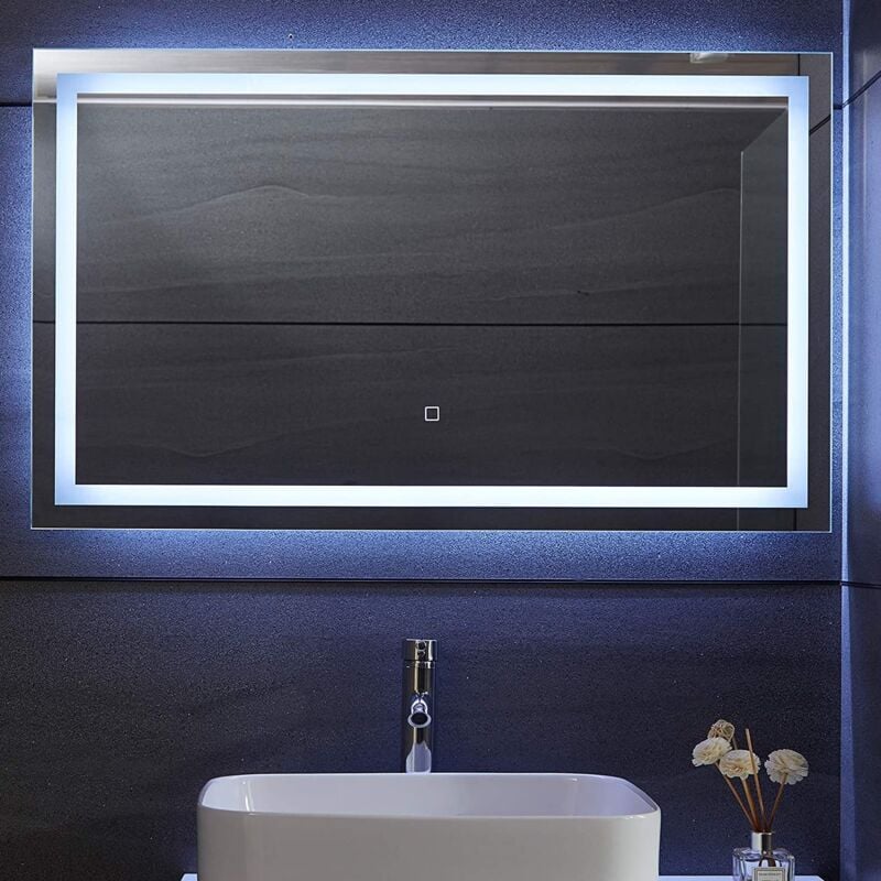 Helloshop26 - Miroir de salle de bain led tactile mural 3 en 1 éclairage blanc froid chaud neutre anti buée miroir lumineux cosmétique de maquillage