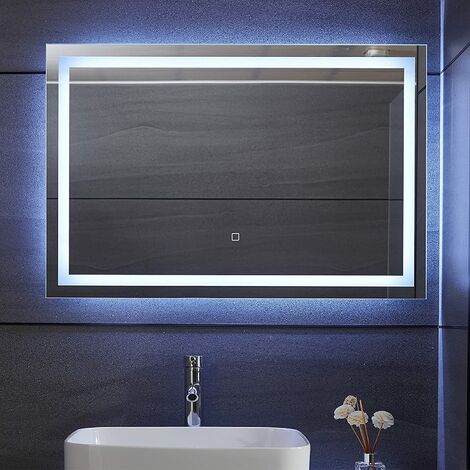 Kleankin - Miroir rond lumineux LED de salle de bain Ø 80 cm mural avec  éclairage 3 couleurs interrupteur tactile système antibuée 46W blanc argent