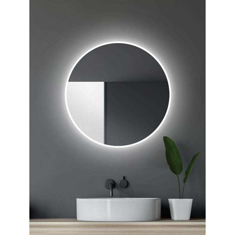 Talos - Miroir de salle de bain led rond ø 60 cm - miroir mural de salle de bain avec éclairage - adapté aux pièces humides grâce au corps en