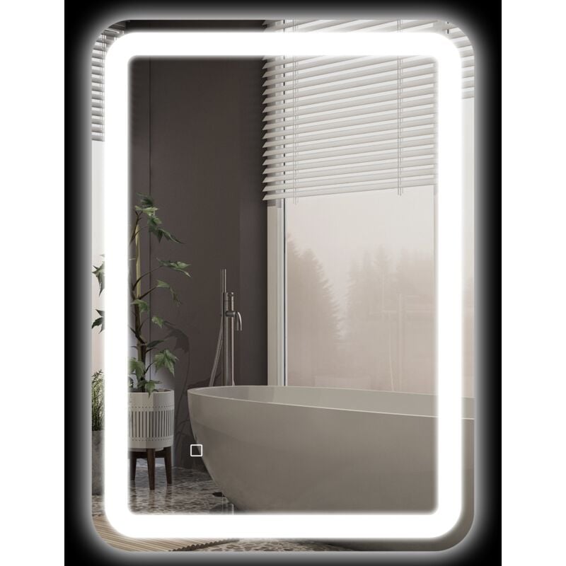Eifson - Miroir de salle de bain lumineux 50x70 cm, miroir de salle de bain led , avec éclairage led réglable, IP44, interrupteur tactile, fonction