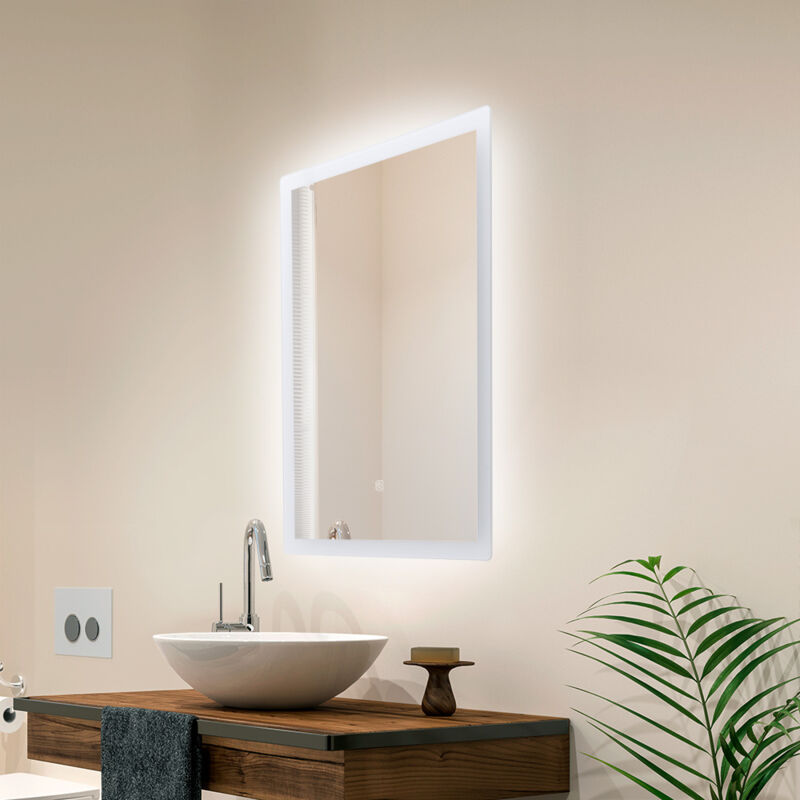 Greenice - Miroir Salle de bain éclairée led 15W 4200ºK 50x70Cm Commutateur Tactile Dimmable 40.000H [SUN-SYJ-16301]