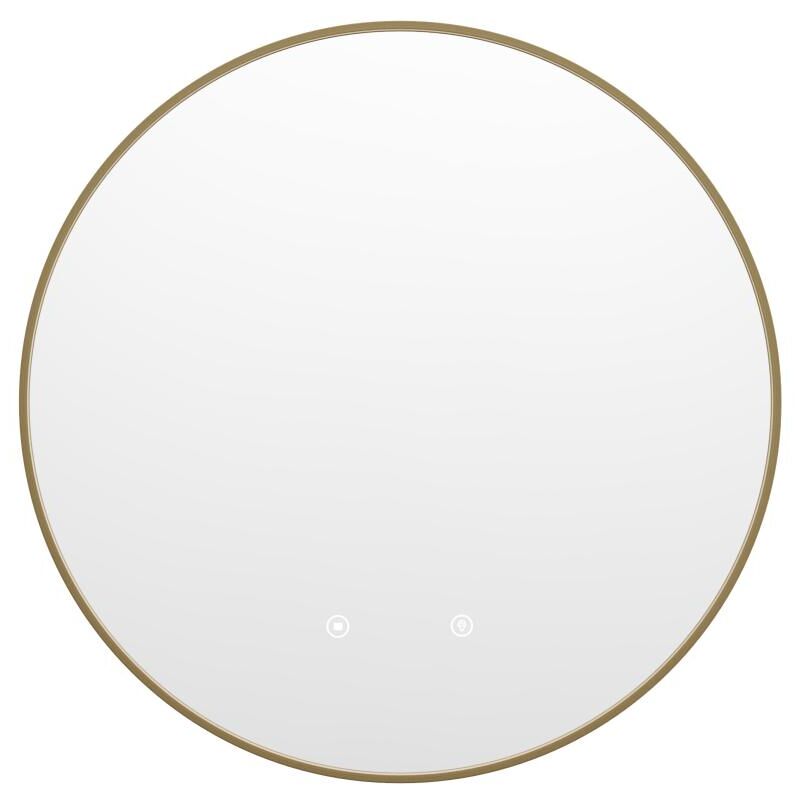 Vente-unique - Miroir de salle de bain lumineux rond anti buée avec contour doré - D60 cm - peonia