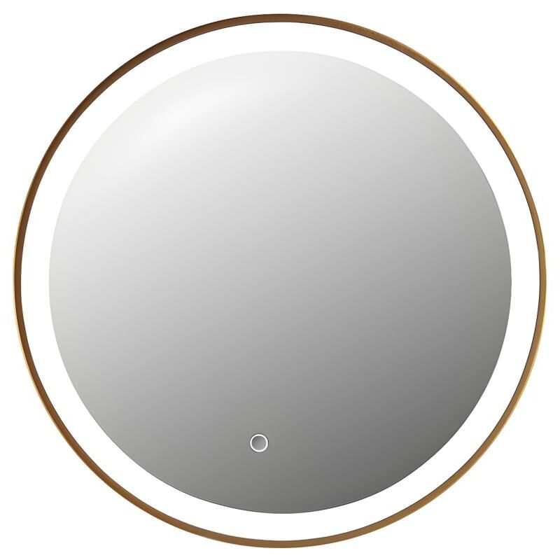 Miroir de salle de bain lumineux rond doré avec Leds - D. 60 cm - NUMEA