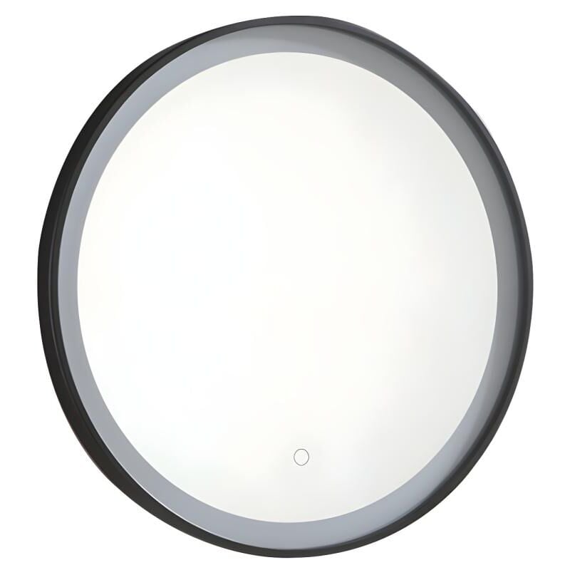 Vente-unique - Miroir de salle de bain lumineux rond noir à Leds - d. 60 cm - numea