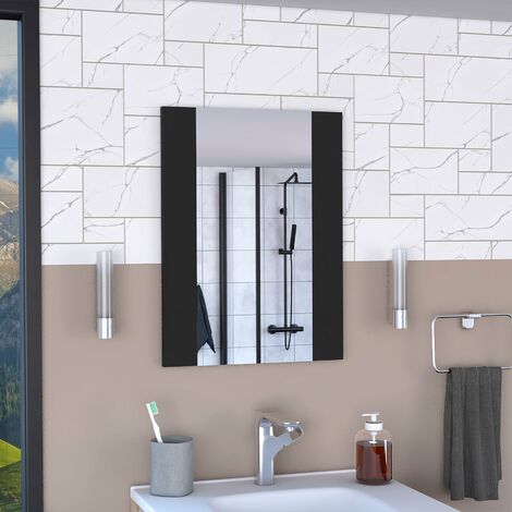 Miroir de salle de bain Madrid, rectangulaire 60CM L X 1.8CM P X 45CM L Noir