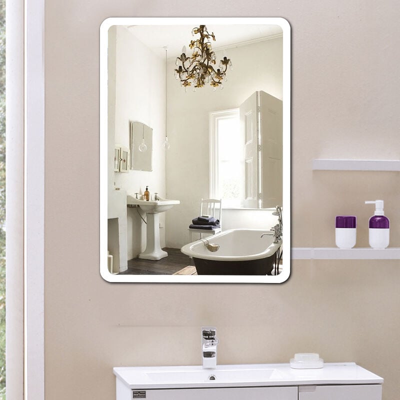 Hofuton Miroir de salle de bain - led à commande tactile - Blanc froid - 6080cm