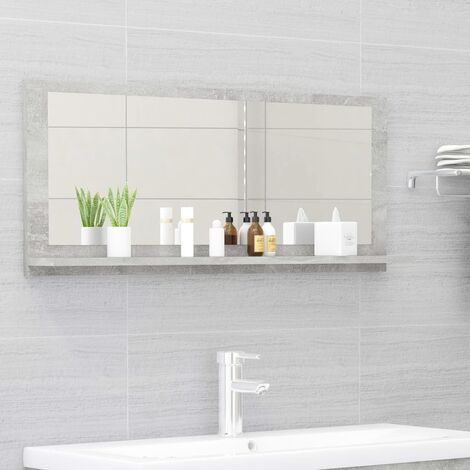 Miroir de salle de bain Miroir mural stable Gris béton 90x10,5x37 cm Aggloméré -94255